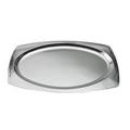 22" Hammered Rim Stainless Steel Oval Tray